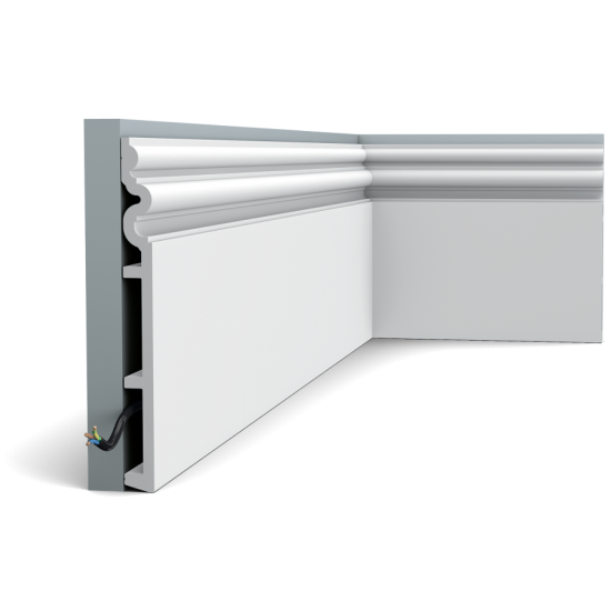 Listwa przypodłogowa ORAC Decor SX193 AUTOIRE. Kolor: biały. Wymiary: 22x250x2000 mm.